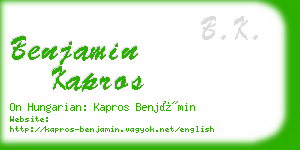benjamin kapros business card